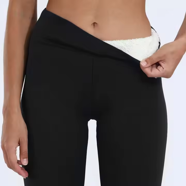 Ropa ajustada cálida de invierno para mujer, medias gruesas de terciopelo, cintura alta, levantamiento de cadera, pantalones de lana elásticos - 1