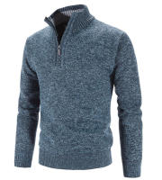 Suéter grueso de lana para hombre, Jersey cálido de cuello alto con media cremallera, suéteres de lana de punto delgados para Primavera, Invierno - details 2