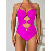 Traje de Baño de Una Pieza 2025 Traje de Baño Sexy con Agujero para Mujer Traje de Baño Sólido - details 3