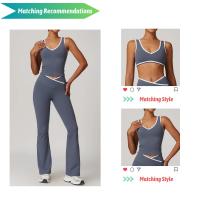 Leggings delanteros en forma de V con bloques de Color de cintura alta, pantalones de chándal adecuados para mujer, ropa deportiva para Fitness, ropa deportiva de moda - details 0