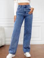 Vaqueros de cintura alta para mujer, pantalones rectos de pierna ancha - details 4