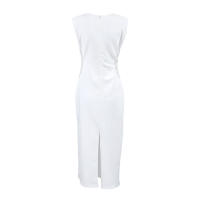 Vestido largo sin mangas con cintura ajustada para mujer, vestido largo sin mangas con abertura en los extremos, color blanco, novedad de verano, primavera - details 12