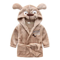 Albornoz de dibujos animados para niños, pijamas de franela de manga larga con capucha, ropa de casa para bebés - details 1