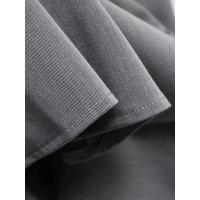 OUWU- Mini Vestido Gris Primavera 2025 Manga Corta Cuello Redondo Oficina para Casual Staple Uste Elástico Traboo Ocio Esencial - details 8
