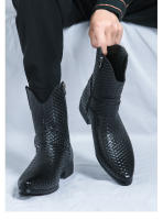 Nuevas botas de cuero con cremallera lateral para hombre, zapatos de cuero de caña alta con relieve - details 10