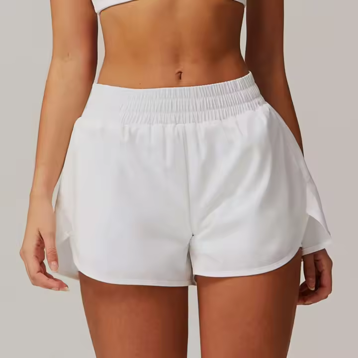 Yoga mujeres Fiess correr ciclismo transpirable deportes cintura alta entrenamiento gimnasio pantalones cortos bolsillo falso dos piezas - 1