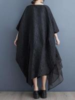 EAM mujeres negro tamaño grande encaje empalmado 3D wer vestido nuevo cuello redondo manga tres cuartos moda Primavera otoño 2025 31A0706 - details 9