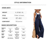 Mono informal de verano sin mangas con pernera ancha para mujer, pantalones de color liso con peto, mono culotte con bolsillos - details 0