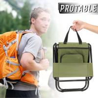Banco de pesca desmontable, silla plegable portátil para acampar en la playa con bolsa refrigerada, respaldo ligero para exteriores - details 5