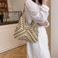 Bolso de ganchillo de paja de verano a la moda, bolso de hombro tejido para ocio en la playa, bolsos de mujer informales para vacaciones, señoras/niñas - details 15