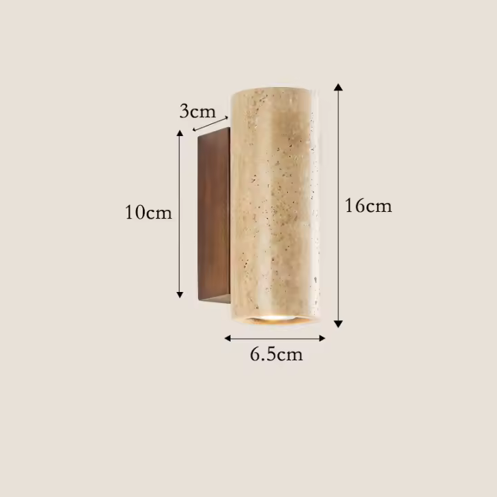 Lámpara de pared cilíndrica LED Lámpara de escalera Lámpara de pared de cabecera de mármol de piedra natural, apliques de pared japoneses Wabi Sabi para dormitorio, sala de estar, pasillo - 1
