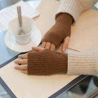 Guantes sin dedos para clima frío para hombres y mujeres, guantes cómodos de punto elástico, guantes antideslizantes para montar - details 3