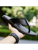 Moda zapatillas hombres verano al aire libre desgaste casa suave fondo una palabra zapatillas playa versión coreana de hombres sandalias zapatillas - details 1