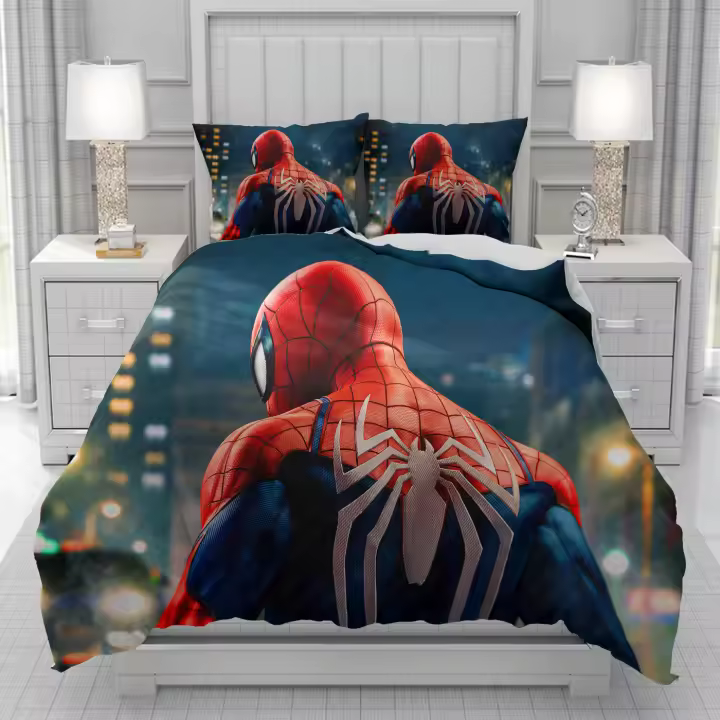 Funda nórdica de superhéroes Spider Man, juego de cama con estampado de dibujos animados para hombres, mujeres y niños, edredón suave - 1