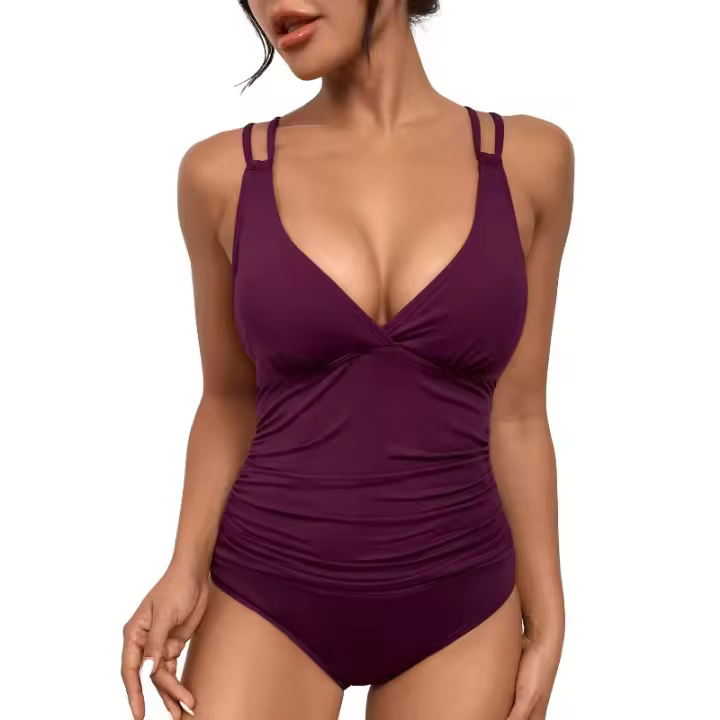 Nuevo 2025 Traje de Baño de Una Pieza con Cuello en V Diseño Sexy para Mujeres, Cubre el Vientre - 1