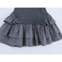 Vestido Mini con Volantes 2025, Dobladillo Patchwork, Manga Larga, Cuello Redondo, Chic y a la Moda para Mujer - details 5