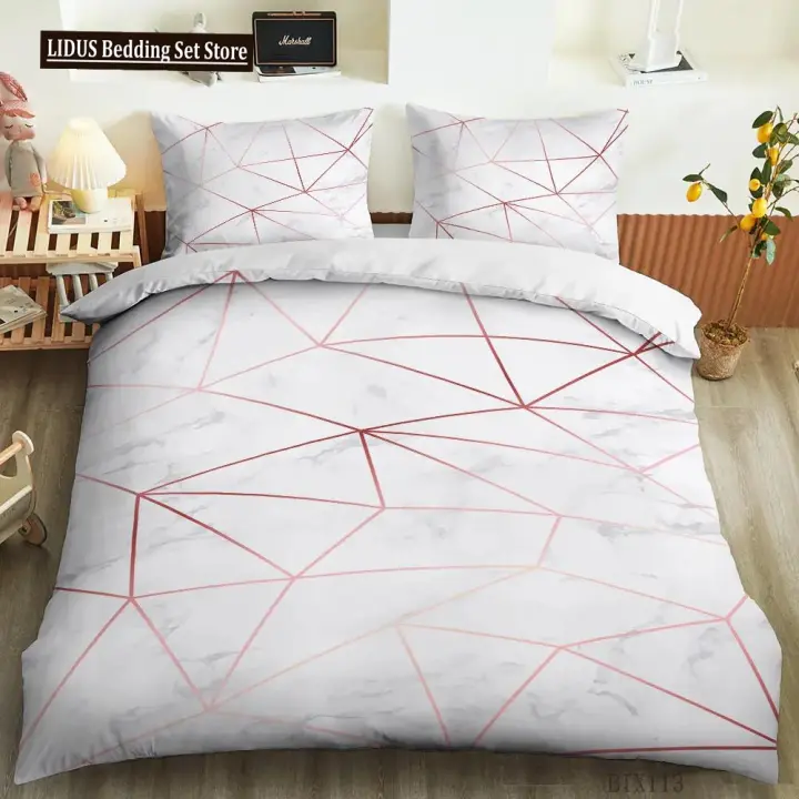 Juego de funda nórdica de mármol, juego de cama de mármol, textura abstracta de oro azul, ropa de cama para niños, funda de edredón de poliéster tamaño doble Queen King - 1