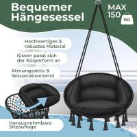 Silla Colgante con Cojín - Sillón Colgante Chill para Adultos y Niños Hamaca hasta 150 kg Asiento Colgante Suspensión Interior y Exterior Sala de Estar y Jardín Terraza, Beige - details 16