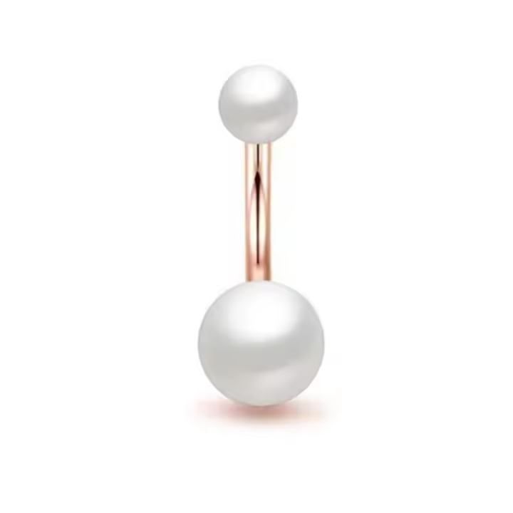 Pendiente de acero inoxidable para mujer, Piercing geométrico para el ombligo, joyería para el cuerpo, perlas - 1