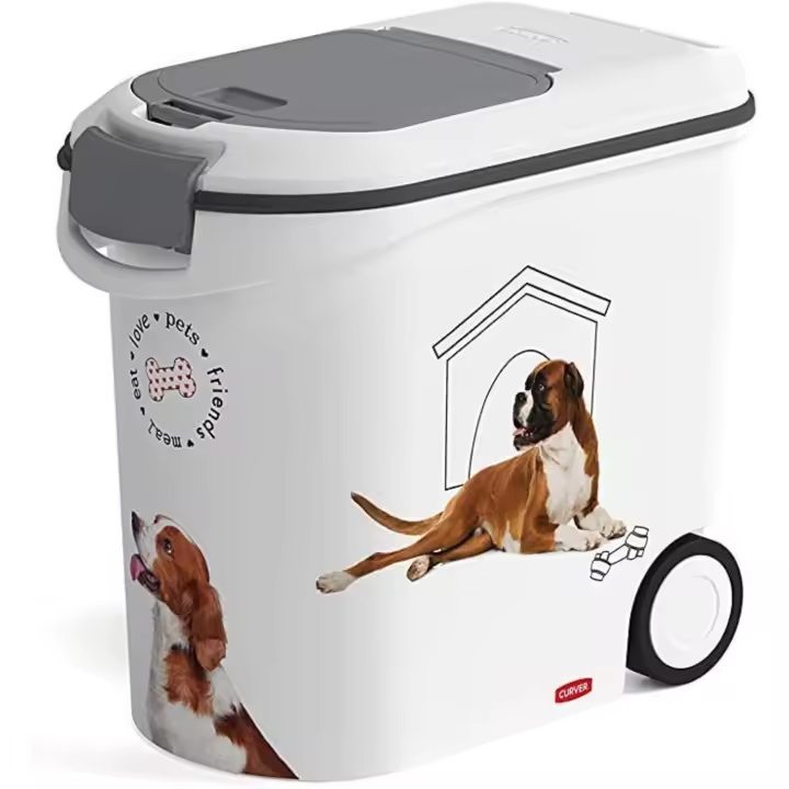 CURVER Contenedor para Comida para Perros, 12 kg/35 l, Grande, Hermético Anti-Olor, Ruedas y Asas, 49,3 27,8 x 42,5 cm, Blanco - 1