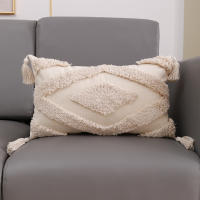 ANUMEI-funda de cojín bohemia de 45x45cm, 30x50cm, Beige, decorativa, cuadrada, de macramé - details 4