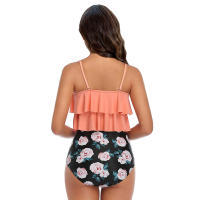 Nuevo traje de baño de dos piezas de cintura alta con bikini dividido conservador con borde de volantes - details 9