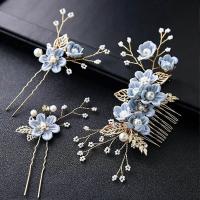 4 piezas de accesorios para el cabello de Boda, Peineta, accesorios para el Cabello with Perlas, para el Cabello caliza (Azul) - details 1