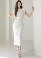 BGTEEVER-vestido ajustado sin mangas para mujer, prenda con abertura lateral, cuello redondo, cintura ajustada, ceñido a la cadera, Verano - details 18