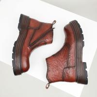 Botas Chelsea botas de cabeza redonda de piel de vaca de primera capa de suela gruesa botas de hombre con cremallera lateral - details 7