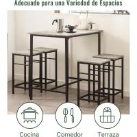 Juego de Mesa Comedor Conjunto de Mesa Alta de Bar con 4 Taburetes y 1 Mesa Gris - details 1