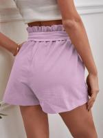 Pantalones Cortos de Verano para Mujer Algodón Transpirable, Cintura Elástica con Bolsillo, Color Sólido, Estilo Casual - details 6