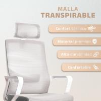 Oficina Ajustable y Reclinable con Soporte Lumbar, Reposacabezas Ajustable, Malla Transpirable, Ruedas Giratorias 360 °   Soporta hasta 100kg (Gris) - details 5