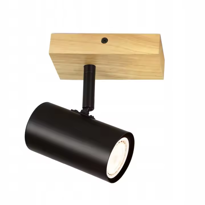 CBJKTX Plafón 1 llama Madera - Negro Plafón de pasillo Metal Retro GU10 350 °   Perno de techo giratorio Max.40W - 1