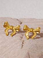 Prevenir La Alergia de Arce inoxidable de 18 Quilates Chapado Charm Joyería 2025 Estilo Caliente impermeable de oro Bowknot Bow nude Stud Pendientes - details 10