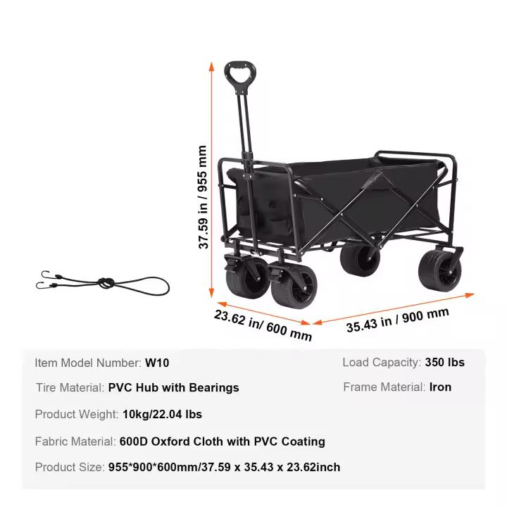 SucceBuy Carro plegable, carrito de playa con ruedas todo terreno, carrito plegable resistente, con portavasos, carro deportivo para acampar, ir de compras, jardín - 1