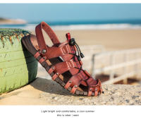 Sandalias suaves de verano para hombre, zapatillas informales de cuero para exteriores, antideslizantes, ligeras y cómodas, zapatos deportivos de playa - details 1
