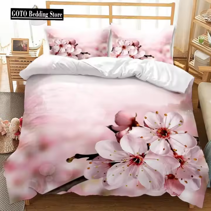 Ropa de cama de plantas, flores y girasoles, individual, doble, tamaño King, juego de funda nórdica de invierno, ropa de cama verde, tamaño Queen - 1