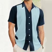 Camisa a rayas para hombre, camisa hawaiana de manga corta con estampado 3d, camisas informales de playa, ropa holgada de gran tamaño con solapa y botones - details 1