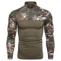 Camiseta de Hombre al Estilo Europeo con Bolsillo de Cuello Empalmado Camuflaje de Fitness para Exteriores Material Exterior de Poliéster - details 1