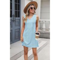 Nuevo Vestido informal de verano con cuello en V y Color sólido con cierre de palacio y bolsillo para mujer - details 8