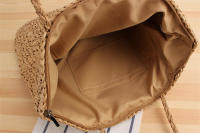 Bolso de mano de ocio étnico francés, hombro tejido Vertical, Cuadrado de hierba de verano - details 23