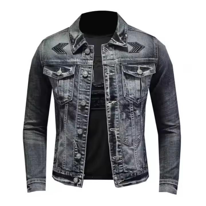 Chaqueta vaquera retro para hombre, tendencia callejera, ropa holgada para motociclistas que andan por la calle, hermosa ropa casual, - 1