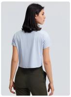Blusa holgada sin costuras para mujer, Top corto de manga corta para Yoga, correr, Fitness, gimnasio, secado rápido - details 9