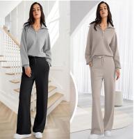 Pantalones deportivos de cintura alta para mujer, cómodos y ligeros. Pierna ancha, pierna recta, cómoda y casual, poliéster, correas Bolsillos - details 1