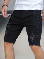 Pantalones Cortos De Mezclilla Rasgados Para Hombre, Pantalones De Mezclilla Desgastados De Estilo informal Para Verano - details 0
