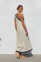 Novedad informal lisa para mujer para el verano de 2025, vestido largo francés, hombros inclinados y encaje, estilo festivo, temperamento - details 5