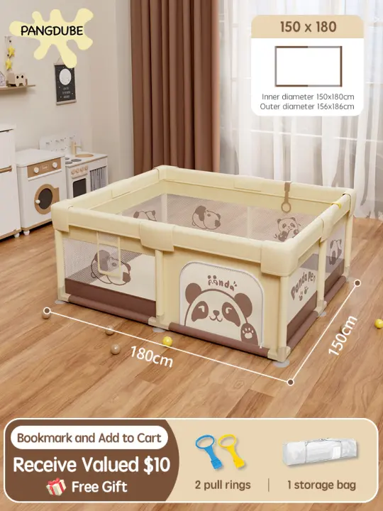 PANGDUBE-corralito de Panda para bebé, parque infantil para niños de 0 a 6 años, valla de seguridad, parque de actividades estable y grande - 1