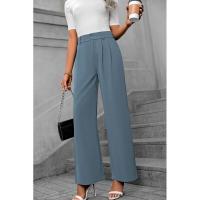 Pantalones de oficina de moda para mujer de cintura alta y pierna ancha 2025 en algodón original. - details 16