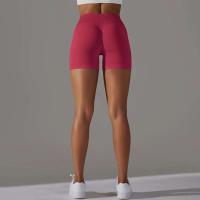 Crossover mujeres deporte gimnasio entrenamiento correr cintura alta Yoga Push Up cadera sin costuras Fiess Shorts - details 63