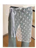 Falda de encaje laminado de gasa de primavera y verano, delantal único con cordones, delantal de niña de especias, vestido de niña. - details 1